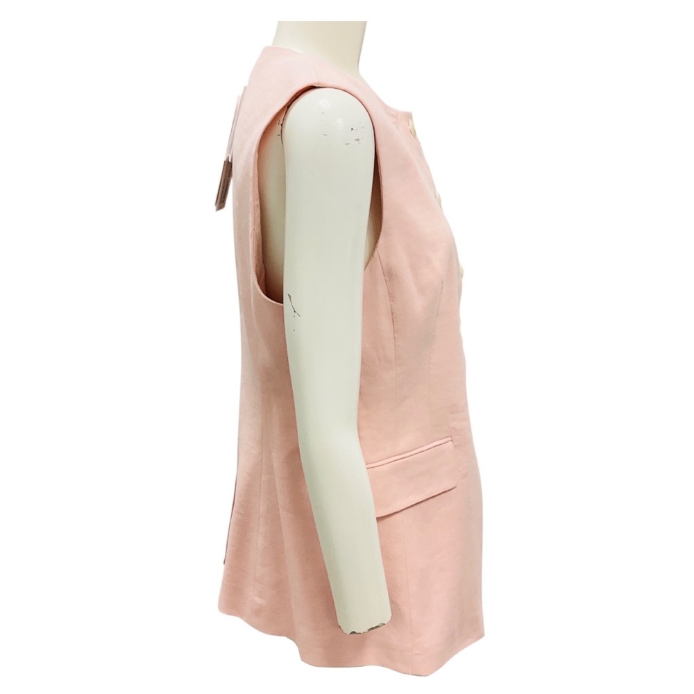 VERONICA BEARD PINK SHELL LOIS LINEN VEST TOP - Picture 2 of 5